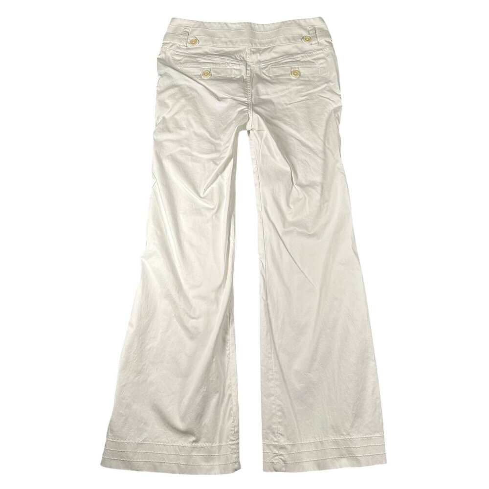 Banana Republic Womens 6 Martin Fit White Wide Leg Pants Buttons *Stains - Picture 11 of 16